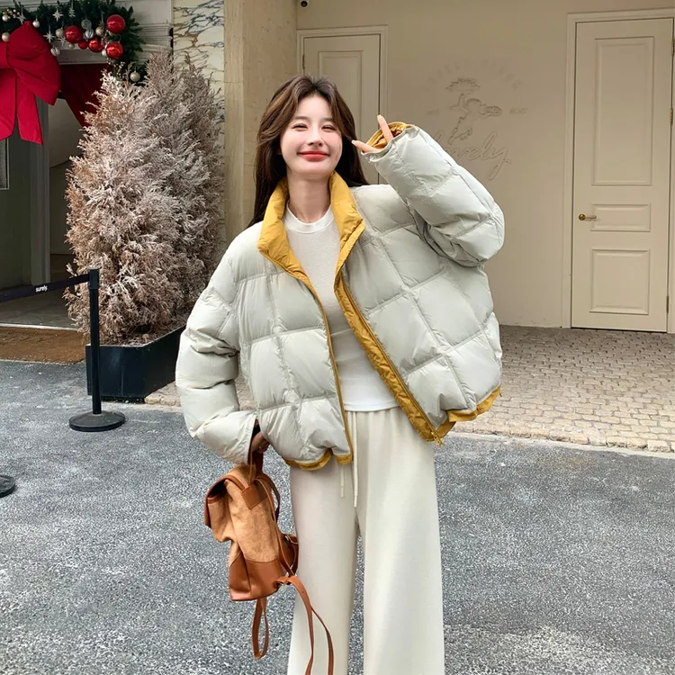 小个子短款撞色羽绒服2026冬季新款时尚韩系ins风百搭加厚面包服