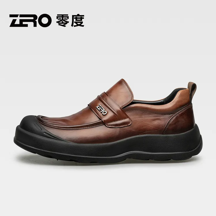 ZRO零度2025冬季新款英伦风复古时尚一脚蹬皮鞋防滑厚底休闲鞋男
