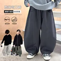 男童加绒运动裤男童加厚裤子秋冬款中大童新款冬季洋气休闲弯刀裤