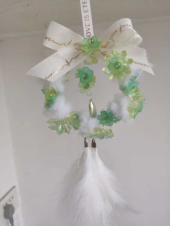 （4）挂件饰品高档水晶羽毛植绒室内水晶挂件个性车饰室内装饰