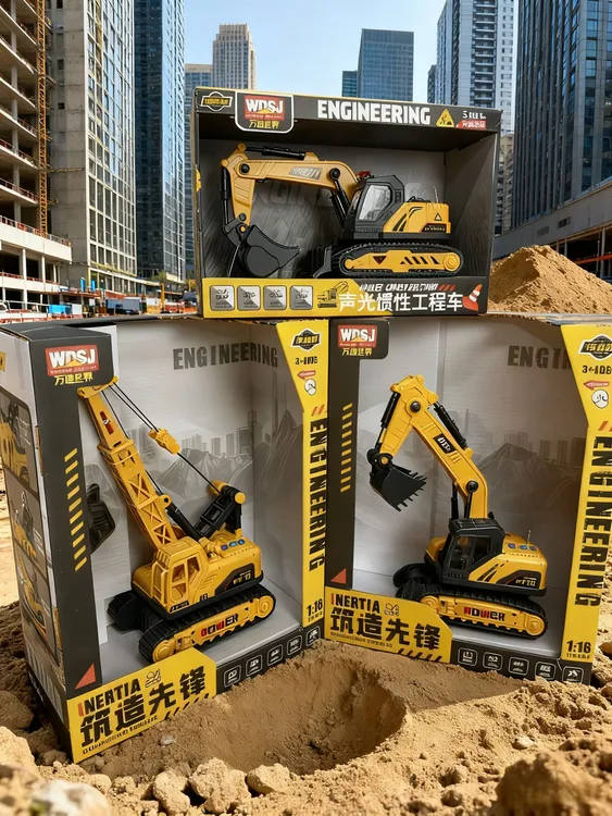 【国庆中秋专属】两台大号声光打桩机工程玩具车可升降钻孔机送小号