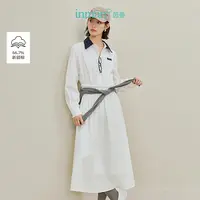 【王雪糕专属】茵曼法式皱感洗水棉系带连衣裙收腰裙子18538147