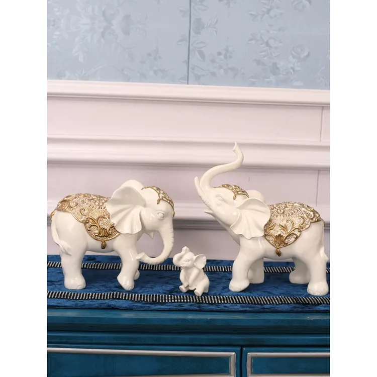 一家三口大象摆件大象装饰品一对创意客厅电视柜玄关吉象结婚礼物