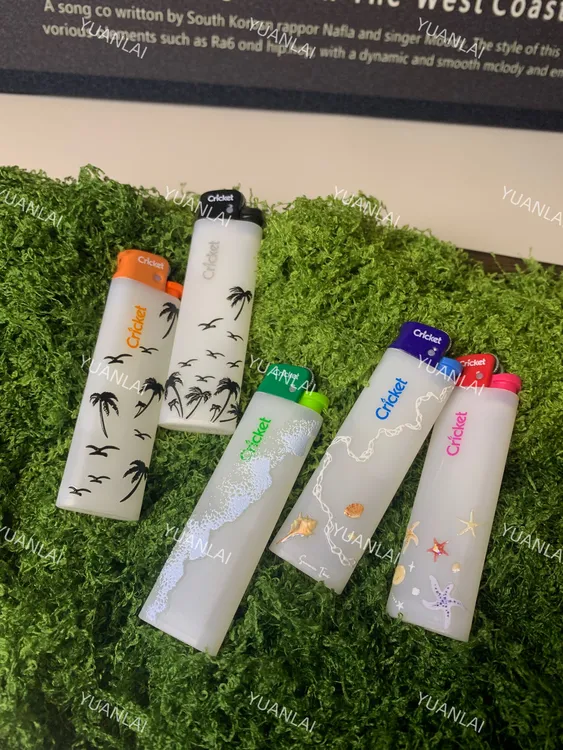 草蜢cricket磨砂透视打火机椰树海浪系列草蜢打火机