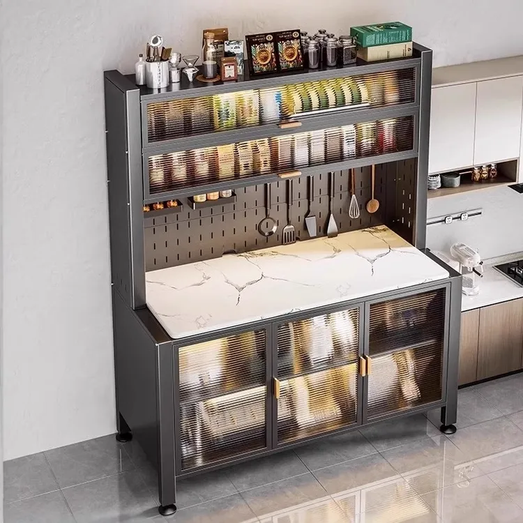 置物架多功能收纳柜厨房储物架落地家用烤箱微波炉碗碟收纳橱柜架