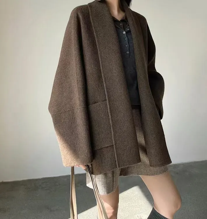 27005-中长款轻奢气质简约设计小个子羊毛牦牛绒设计师女装时尚