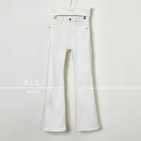 7SEVEN 67%棉+桑蚕丝白色牛仔百搭修身重工显瘦时尚休闲微喇裤