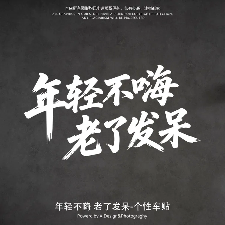 个性文字年轻不嗨老了发呆搞笑创意反光车贴汽车门车窗装饰贴纸