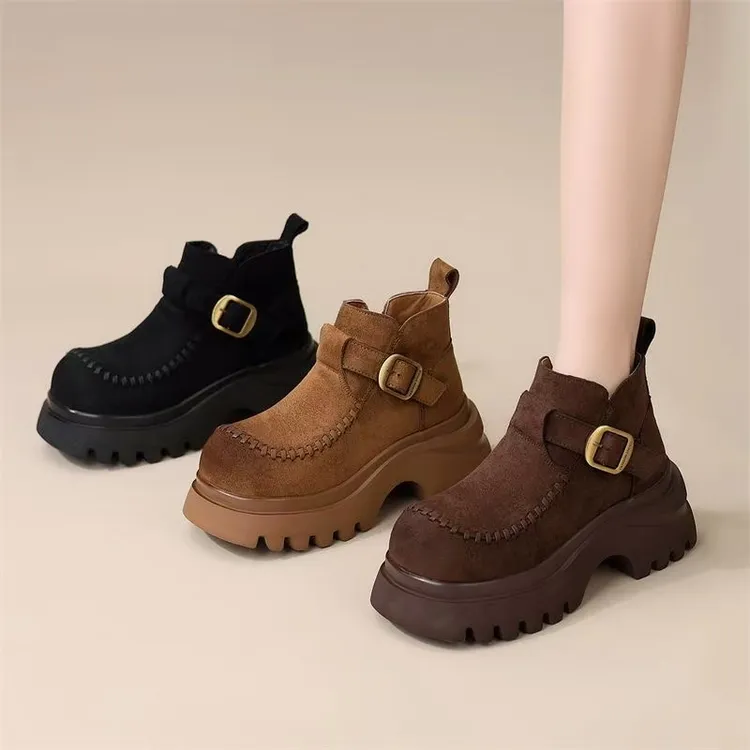 勃肯厚底马丁靴女2025秋冬季新款复古英伦风洋气百搭软底舒适短靴