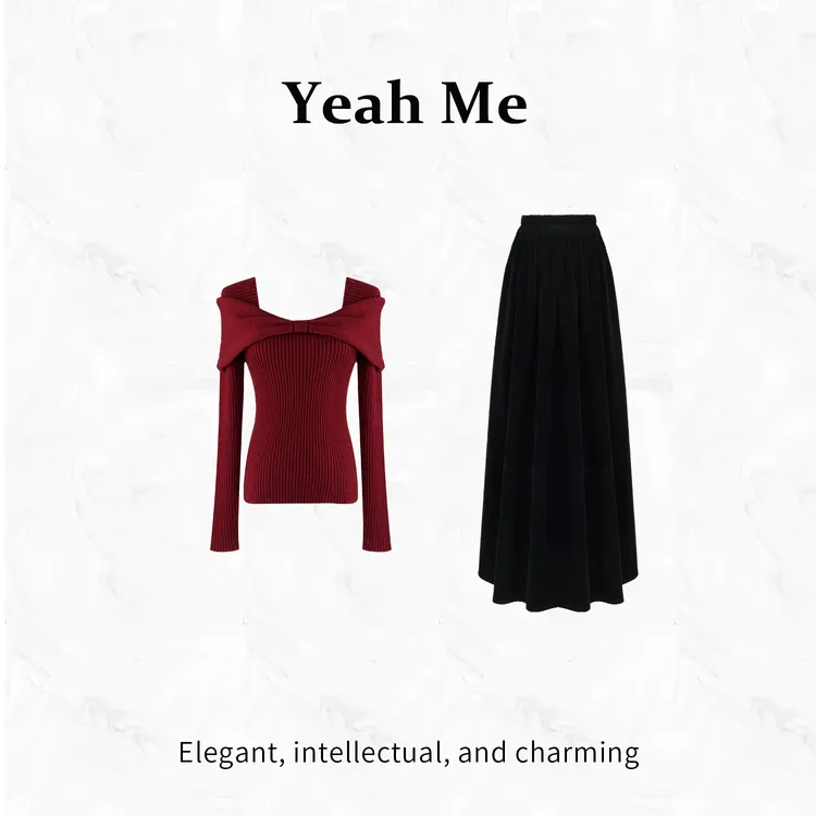Yeah Me/也觅【余生晚礼】冬季新款温柔气质毛衣性感百搭半身裙套装