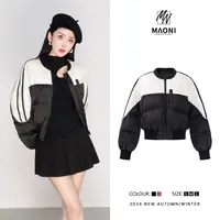 毛妮Peshe【休闲运动风】90白鸭绒撞色棉服条纹洋气保暖冬L1141