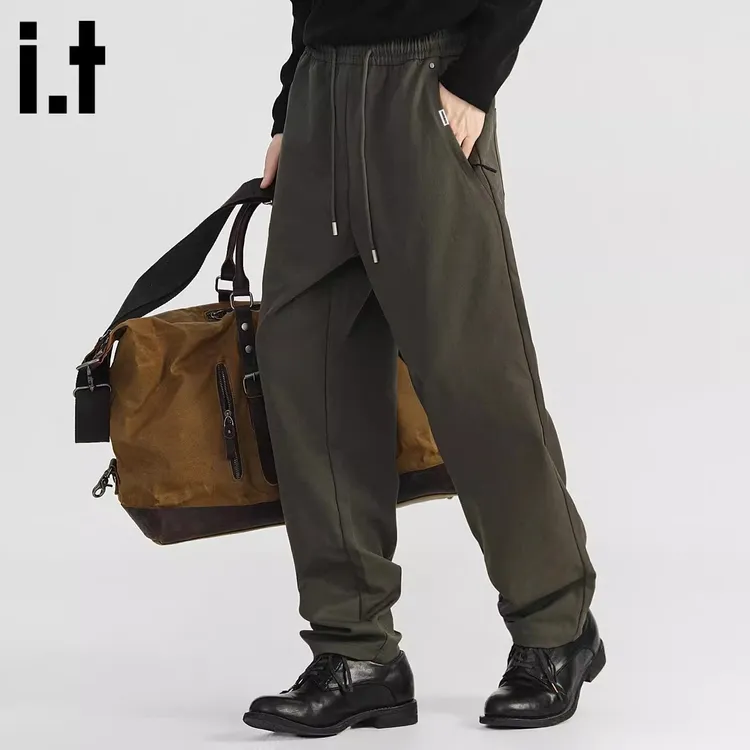 it FINGERCROXX休闲直筒长裤男秋冬季2025新款松紧腰宽松潮流裤子