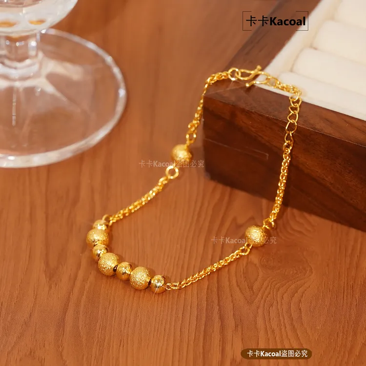 铜合金手链 五福同来  轻奢手链百搭复古金色时尚网红气质