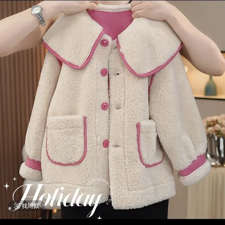 女童外套2025秋冬新款洋气时髦儿童加厚羊羔绒毛毛外套潮QSC2453