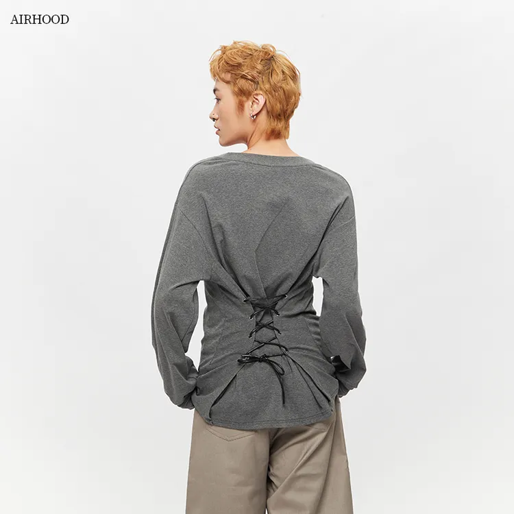 AIRHOOD 美式复古辣妹风长袖T恤女秋季潮牌修身显瘦打底衫N5346