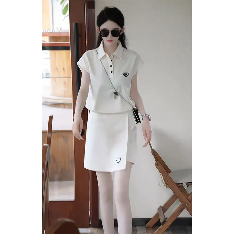 韩版减龄休闲裙裤夏季显瘦气质小个子轻熟风polo领小飞袖上衣套装