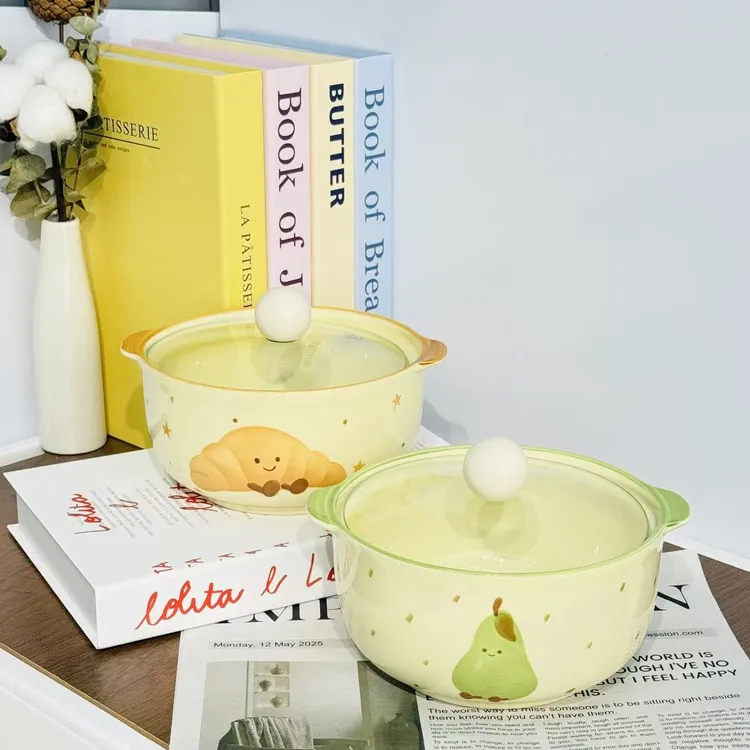 少女学生宿舍陶瓷泡面碗带盖玻璃盖高颜值方便面螺蛳粉碗汤大容量