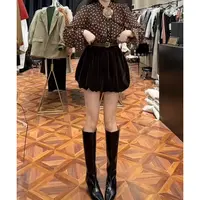 【Wan wan】丝绒松紧腰灯笼裙