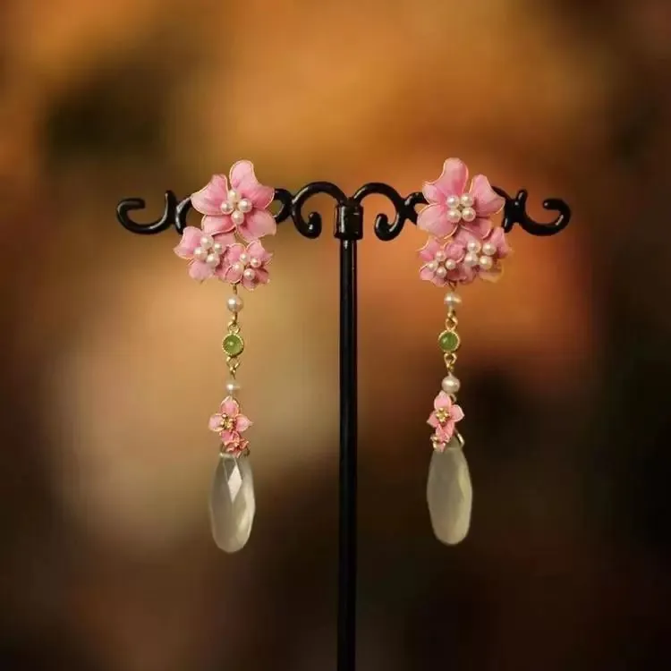 新中式珐琅国风古风汉服耳环2025新款爆款高级感气质耳钉耳饰潮