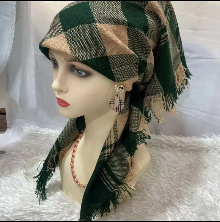 百搭格子民族风加厚复古厚款妈妈款方巾