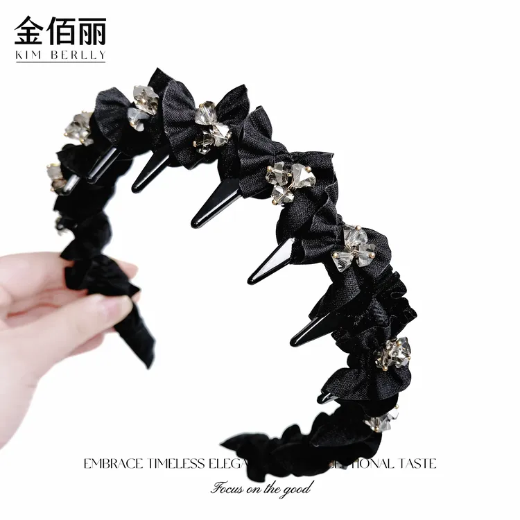 【温婉】秋季新款韩系复古休闲高颅顶上班族发饰网红时尚黑色发箍