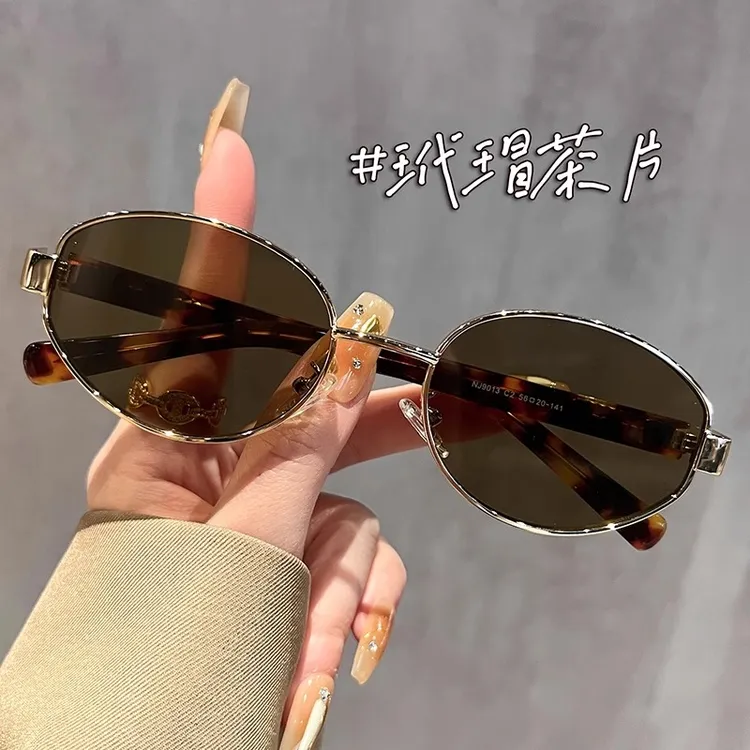 复古港风玳瑁墨镜女高级感近视带度数椭圆形太阳眼镜防紫外线开车