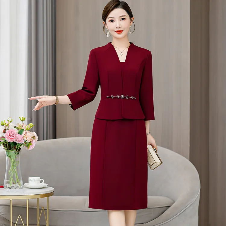 喜婆婆婚宴装敬酒连衣裙2025秋季新款婚礼妈妈婚宴礼服高贵洋气