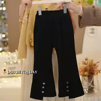 女童2025秋季新款韩版松紧腰纯色微喇裤3683