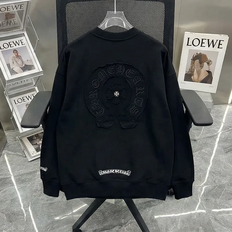 2026原宿风罗克心十字架贴布刺绣圆领女加绒大码卫衣街头小众长袖