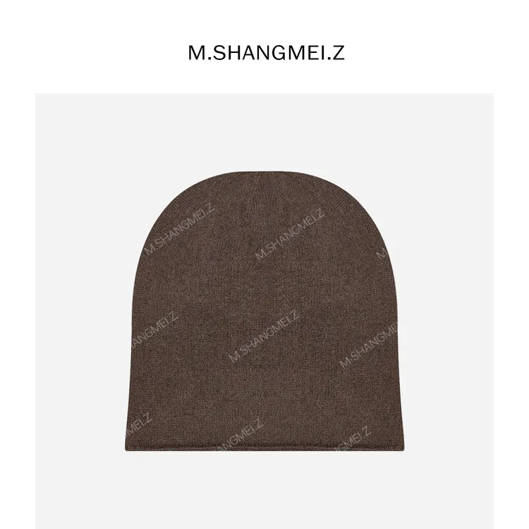 M.SHANGMEI.Z/沐熙美大哥复古咖色羊绒百搭保暖针织冷帽F09428