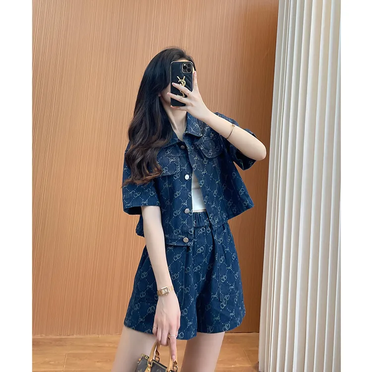 欧洲站牛仔套装女夏2025新款欧货短裤小个子炸街减龄时尚两件套潮