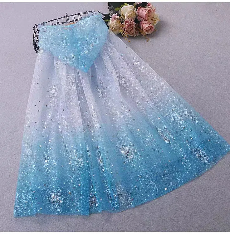 冰雪奇缘爱莎公主披纱儿童披肩女童外搭斗篷女孩网纱万圣节披风