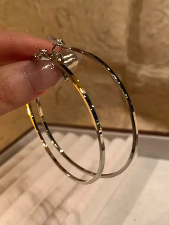 CK 合金耳饰 日韩大圈圈纯色女朋克银色耳环素款耳饰欧若精灵风