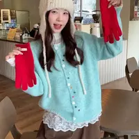 针织韩版常规加厚女温柔网红毛针织衫圆领厚款宽松
