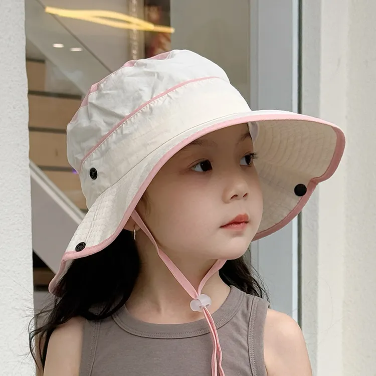 儿童防晒帽夏季女孩渔夫帽2025新款速干薄款太阳帽女童遮阳登山帽