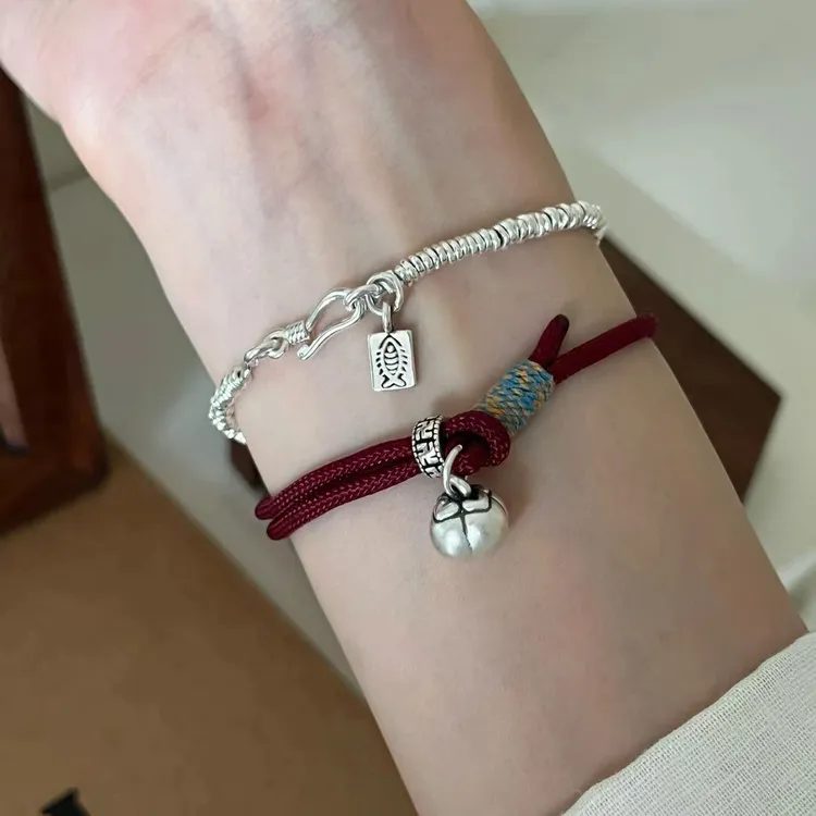 足银手链 【柿柿如意】足银999柿子红绳手链百搭手绳简约小众商品图
