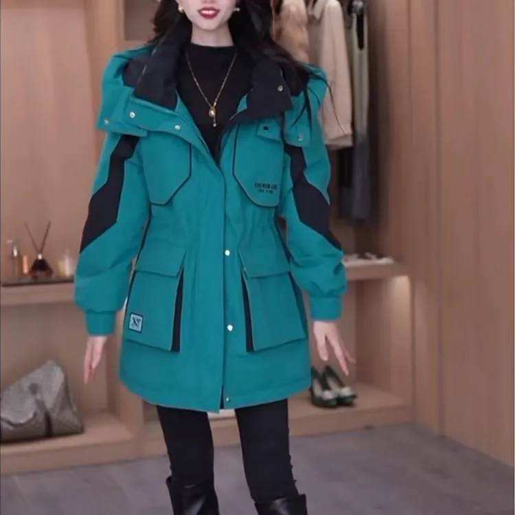 加绒加厚三防免洗连帽派克服外套2025冬新款时尚气质减龄显瘦外套