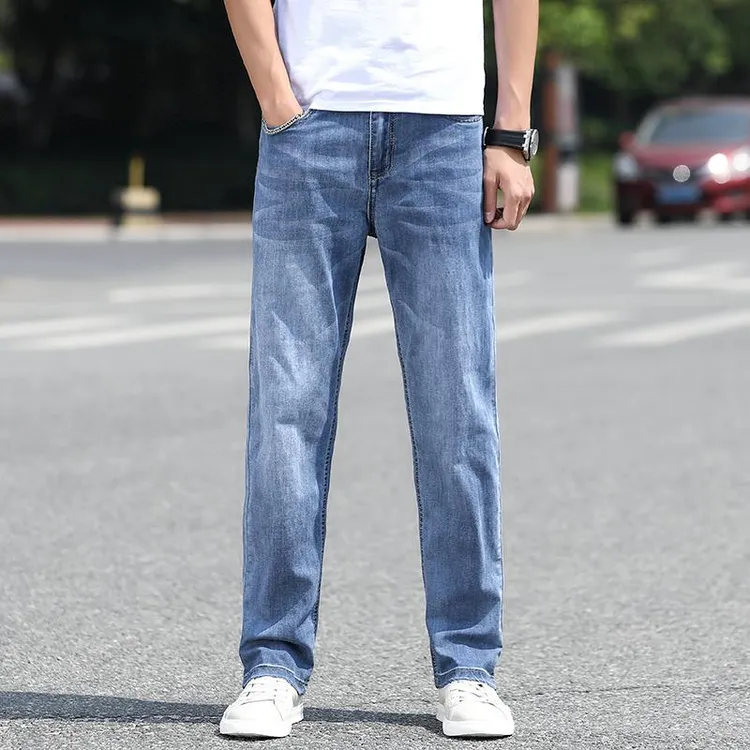 摩仕帝尼高端牛仔裤夏季薄款2025新款男士直筒宽松阔腿春秋季裤子