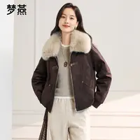 梦燕秋冬新款女加厚保暖狐狸毛领大翻领休闲派克羽绒服CY13B5008