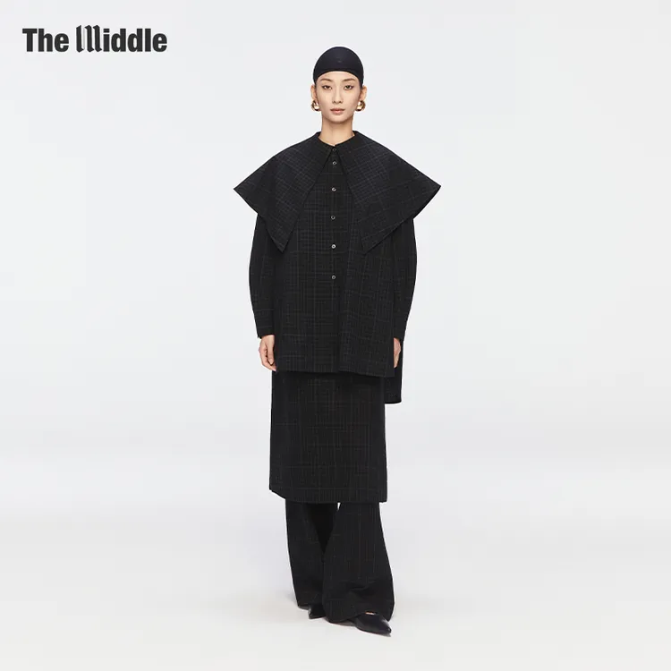 The Middle笔记本格纹围巾衬衫 格纹裤裙 女装套装 2025秋季新品