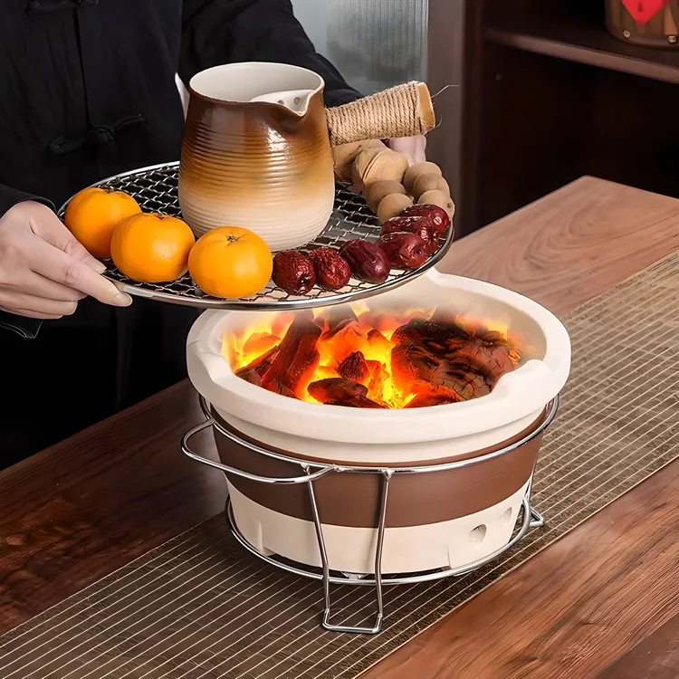 陶瓷明火围炉煮茶壶烤奶茶壶罐罐壶家用网红茶壶户外炭炉粗陶茶壶