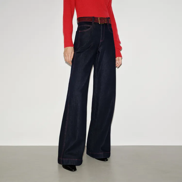 【裤子】【商场同款新品】艾诺丝雅诗 明线撞色磨毛牛仔裤 AR324115