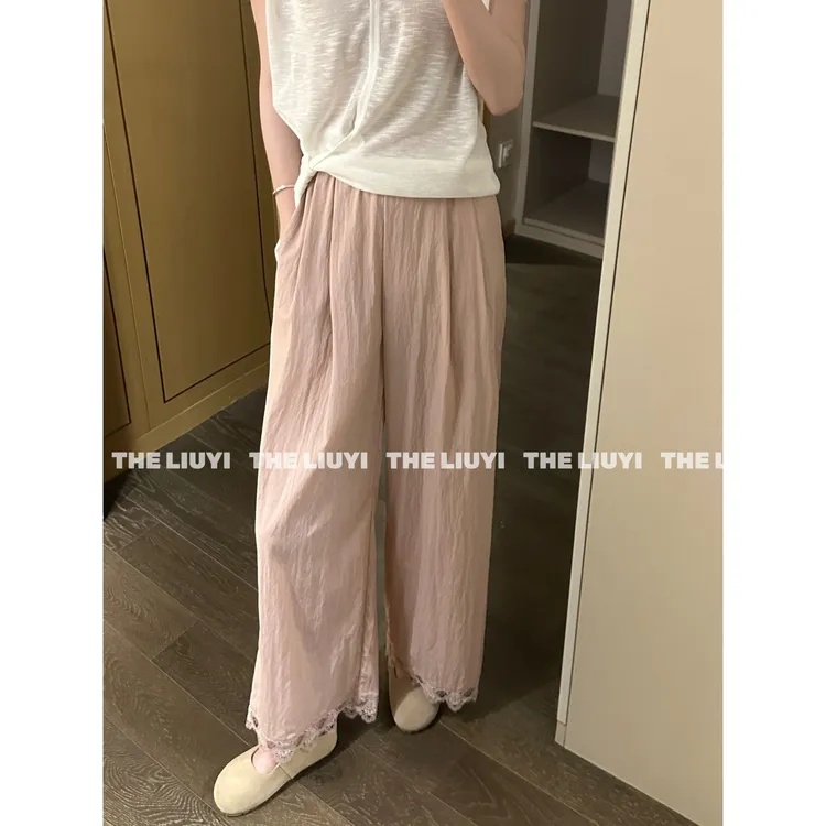 【LIUYI】花边空气裤~夏季韩系温柔风花边空气直筒裤55085