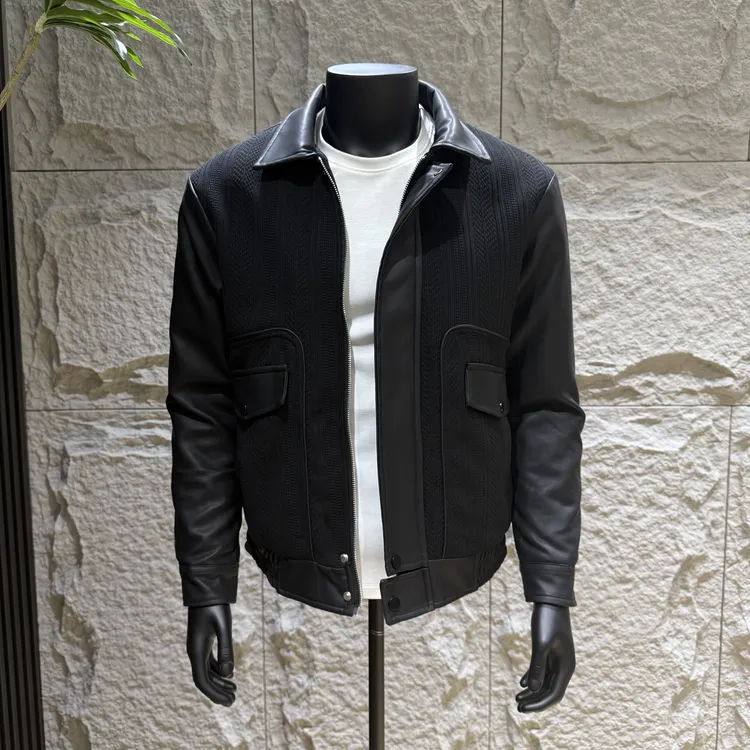 韩式秋冬季欧美风正肩夹克棉服翻领上衣皮夹克男装男士