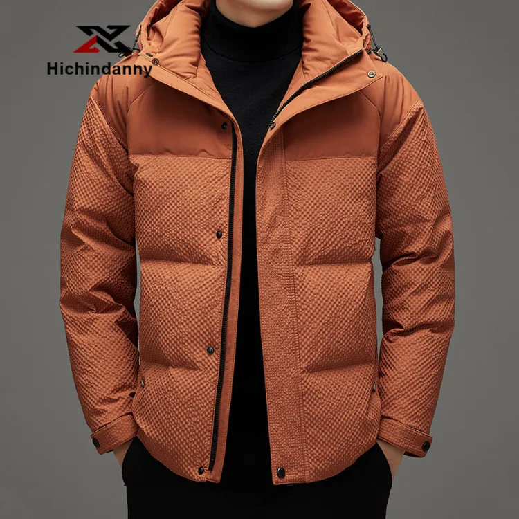 HICHIN短款运动羽绒服连帽男士冬季新款休闲冬装加厚白鸭绒外套