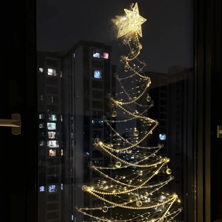 圣诞节客厅落地窗diy圣诞树挂件道具圣诞节氛围场景布置圣诞树m