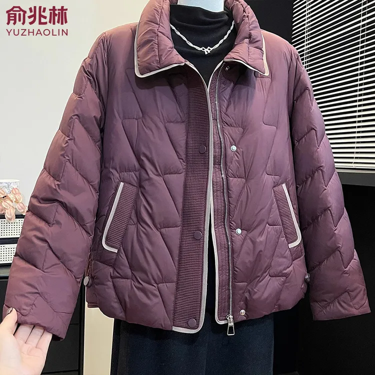 俞兆林妈妈装菱格短款羽绒棉服2025冬季新款中老年女装保暖小棉袄