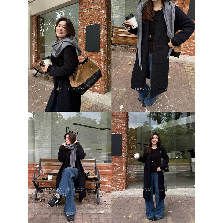 现货大婉酱微胖定制【情绪独白】绵羊毛慵懒感休闲长毛衣外套 2688D