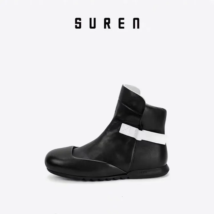 素人女士帅气简约牛皮骑士短靴秋冬时尚透气舒适百搭小短靴250