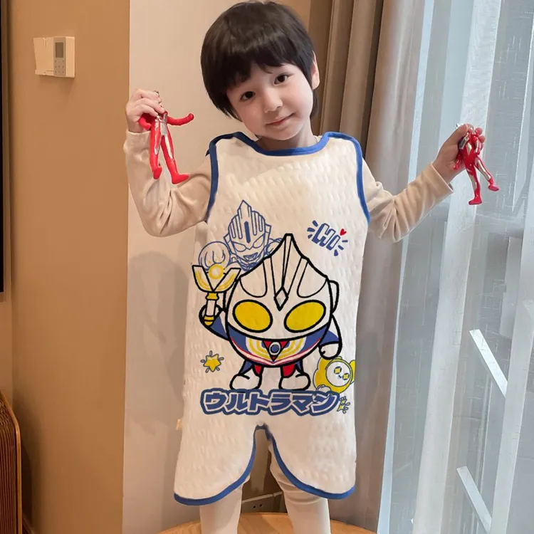奥特曼睡袋宝宝春秋款儿童防踢被子婴儿睡觉背心式马甲护肚子神器